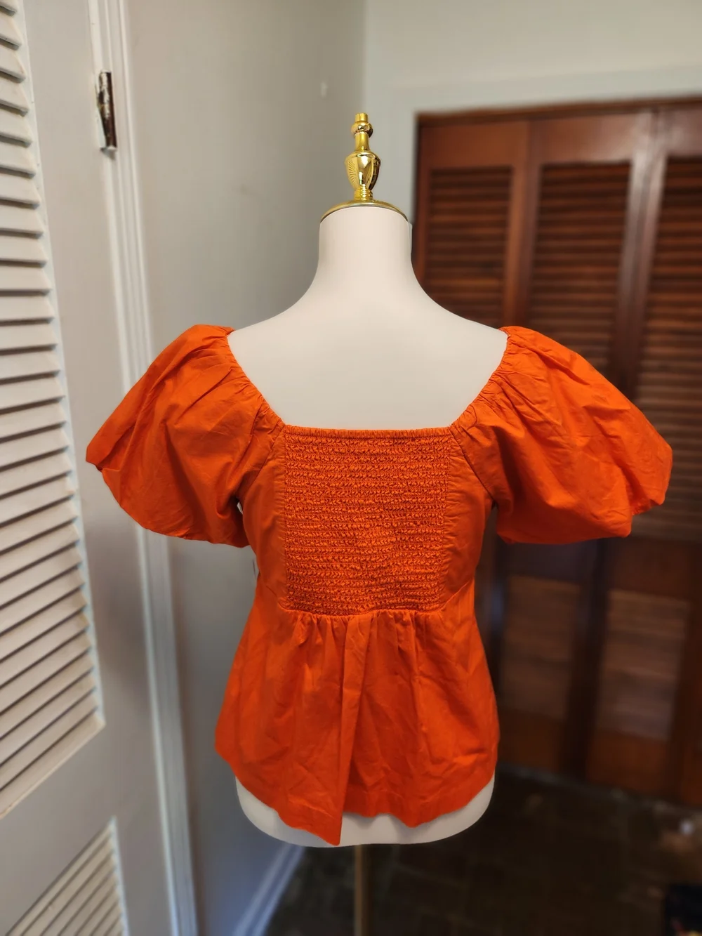 Old Navy Orange Puff-Sleeve Scoop Neck Blouse